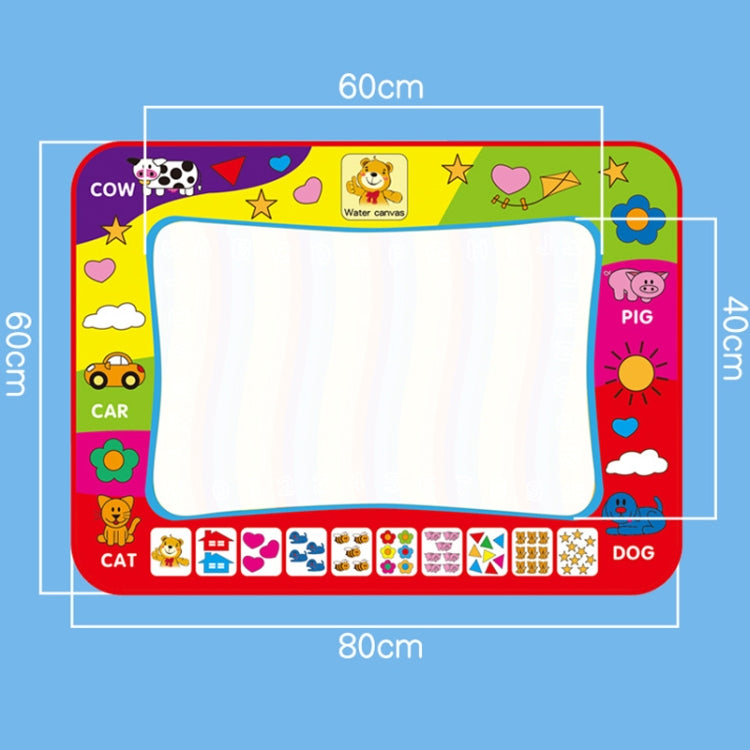 Folding water drawing mat with colorful animal frame and blank canvas, 60x80 cm