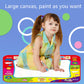 Children’s water drawing mat with animal graphics; child drawing with a pen