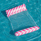 Rose pink striped inflatable floating recliner with backrest and two side cushions