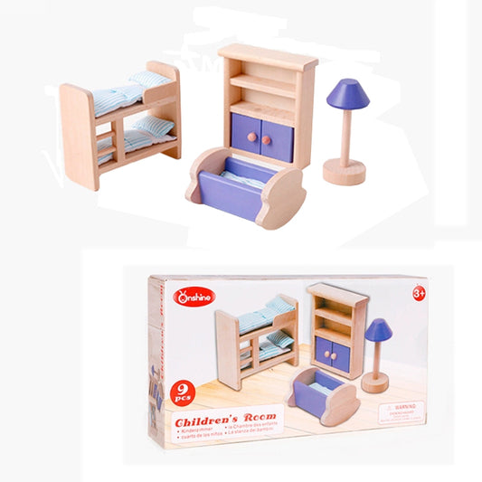 Onshine Pretend Play Scene DIY Role Playing Wooden Furniture Accessories, Style:, Family Doll, Master Bedroom, Children Room, Bathroom, Kitchen, Living Room