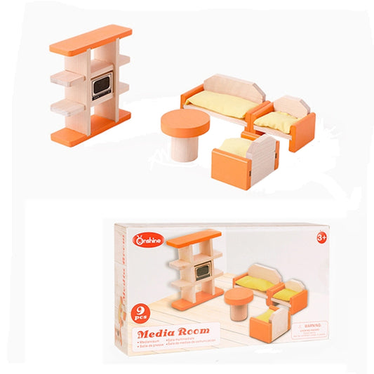 Onshine Pretend Play Scene DIY Role Playing Wooden Furniture Accessories, Style:, Family Doll, Master Bedroom, Children Room, Bathroom, Kitchen, Living Room