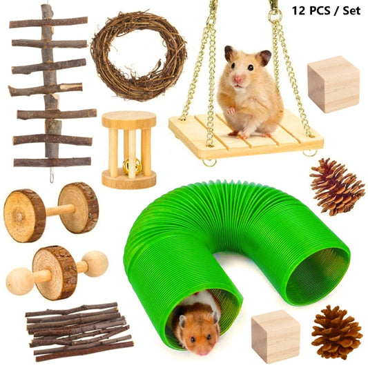 Hamster Toy Pet Rabbit Guinea Pig Parrot Play Grinding Wood Toys, 10 PCS / Set, 12 PCS / Set, 15 PCS / Set, 9 PCS / Set, 11 PCS / Set