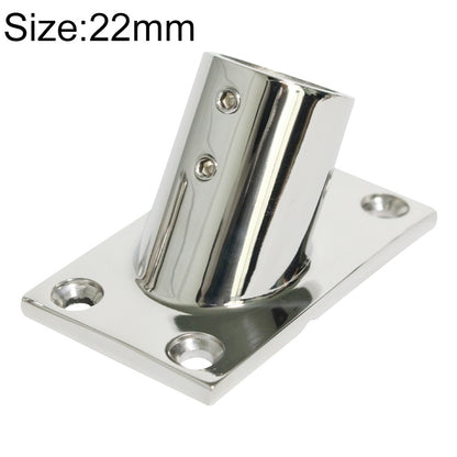 316 stainless steel 60-degree square tube base mount, polished, size 22mm, with holes