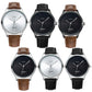 Men's quartz wristwatch set with mixed silver cases, white/black dials, and leather straps