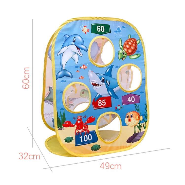 Ocean animal folding throwing sandbag tent toy with yellow base and multiple round mesh windows