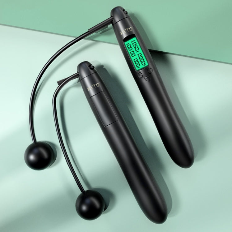 Cordless skipping rope with LED counter handle and black ball bearings