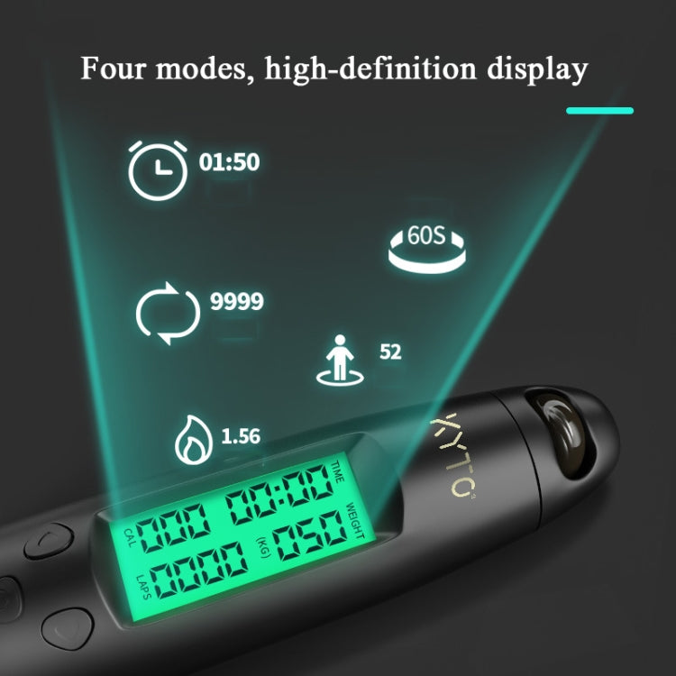 Skipping rope LED display on handle showing time and count modes
