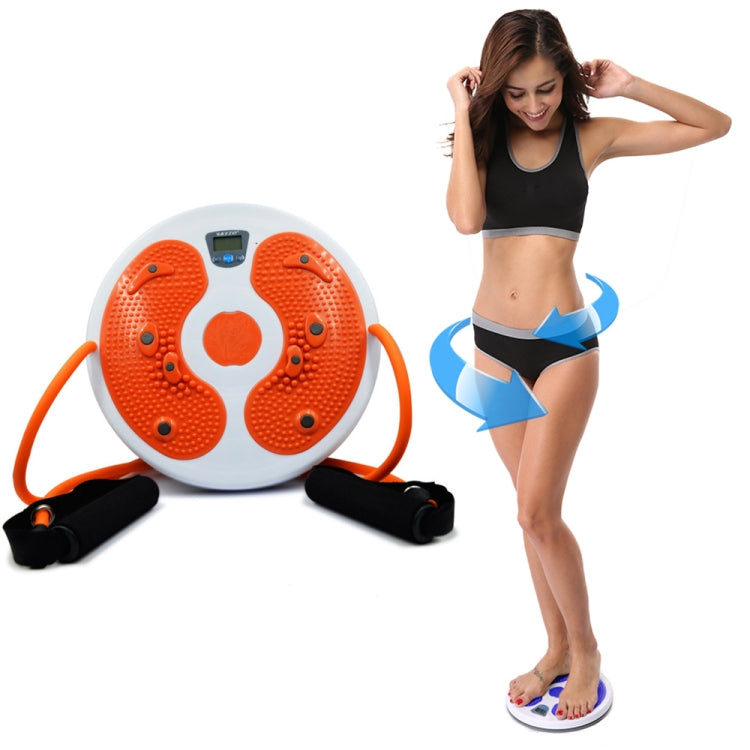Orange electronic counting twisting waist disc with drawstring handles