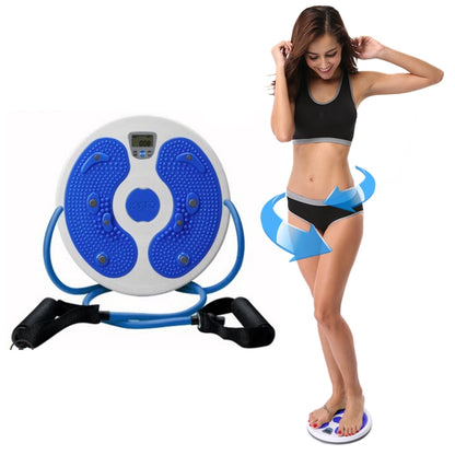Blue electronic counting twisting waist disc with drawstring handles