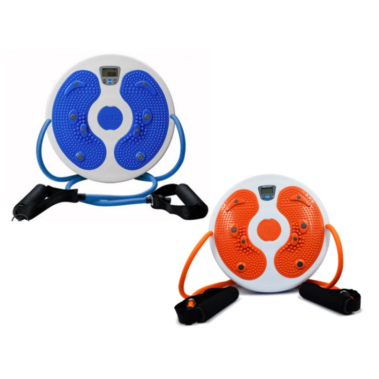 Blue and orange electronic counting twisting waist discs with drawstring handles