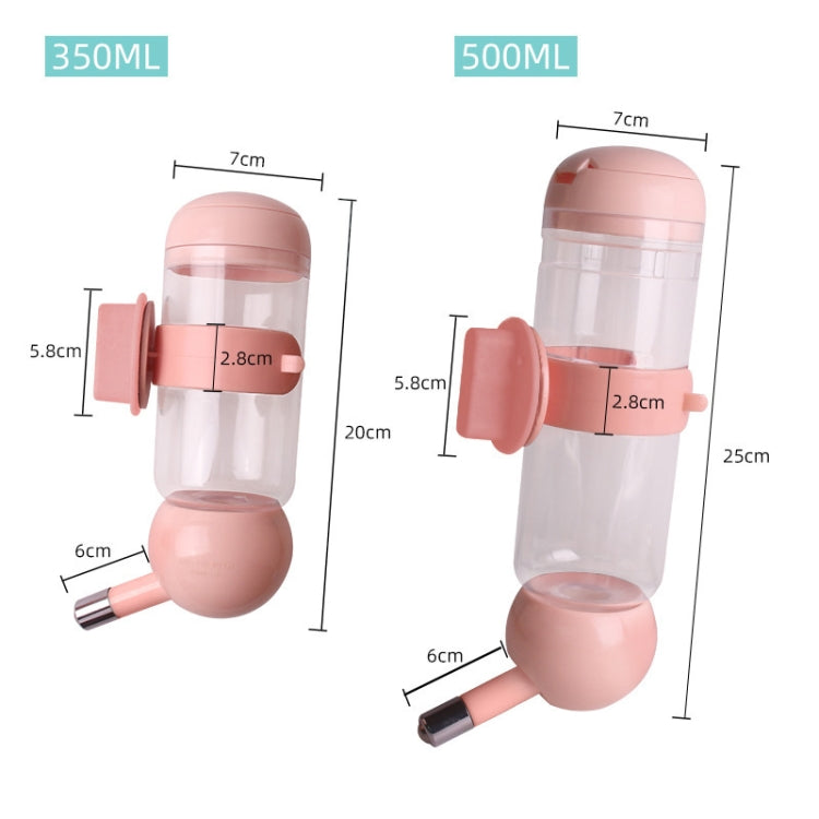 350ml and 500ml hanging pet water cups with size dimensions shown