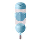 Blue hanging pet water cup with translucent body and flip-top drinking lid