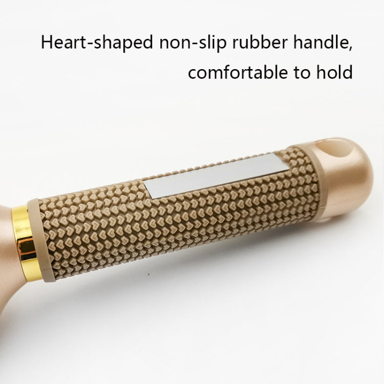 Ceramic roller hair brush handle with textured grip and gold barrel end