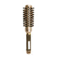 Ceramic roller comb brush with gold cylinder barrel, black bristles, and textured handle