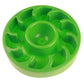 Green slow food pet bowl with raised ridges and a centered feeding cup