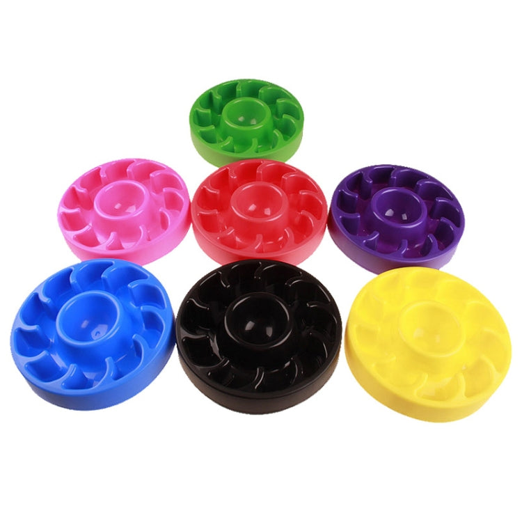 Assorted color slow food pet bowls set with raised ridges and center cups