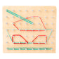 Wood peg puzzle board with colorful string shapes and metal pegs