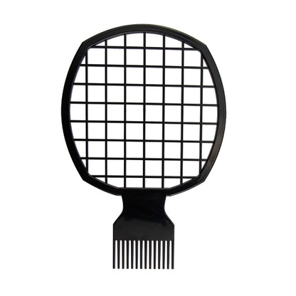 Black hair comb with round grid cap and fine teeth for curly, afro and braids