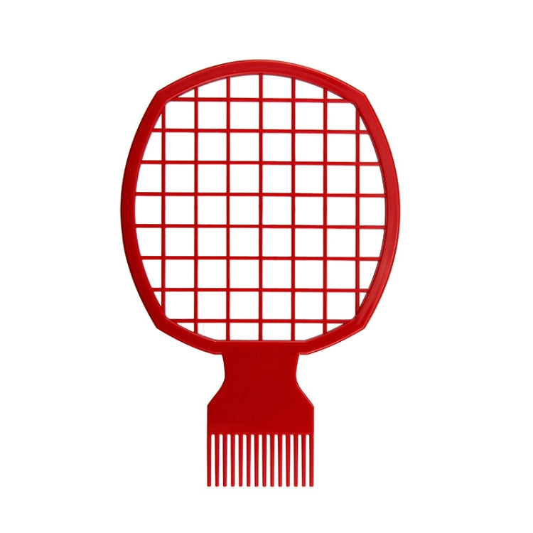 Red hair comb with round grid cap and fine teeth for curly, afro and braids