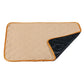 Waterproof pet pad with textured hex fabric, beige top with orange edging