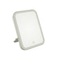 Portable folding LED makeup mirror with lamp, light gray frame, desktop stand