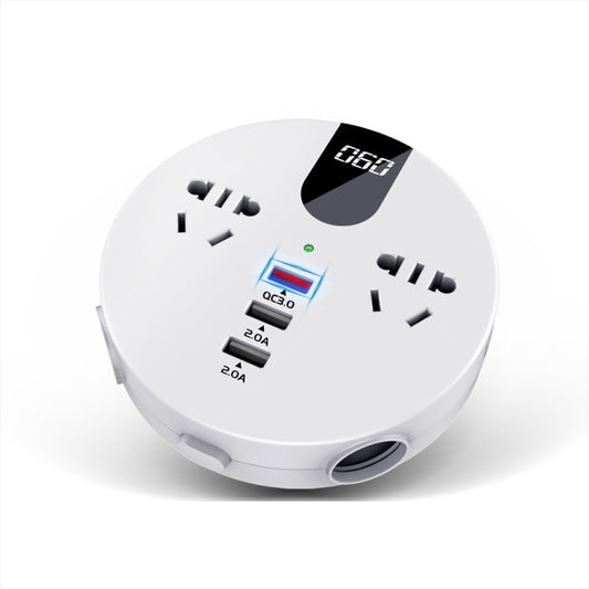 QC3.0 Car 12V 24V To 110V 220V Multi-function Inverter, White Round, Black Round