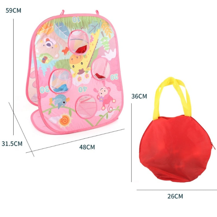 Pink folding sandbag board with animal target and red carrying bag