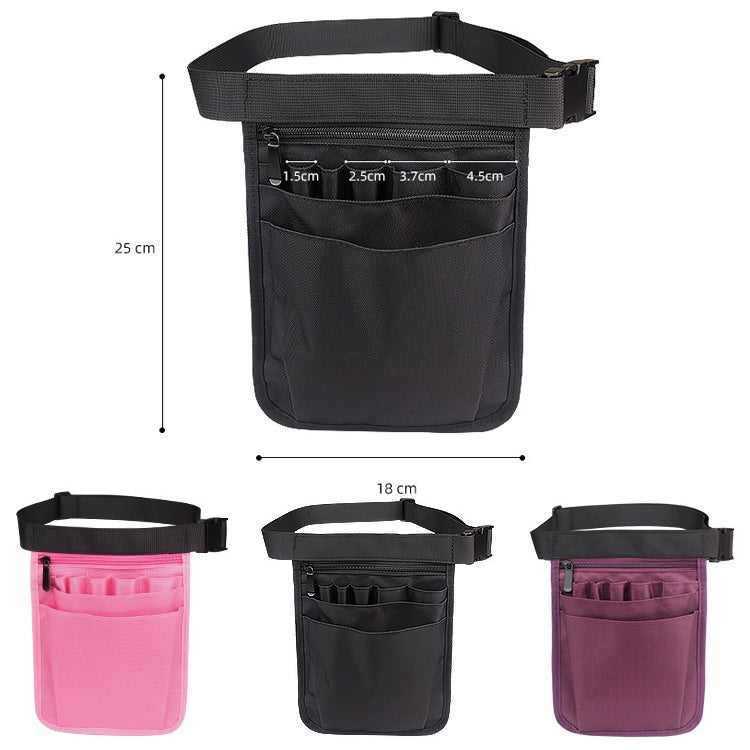 Medical staff waist bag with adjustable strap and multiple front pocket sections