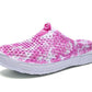Women’s pink floral hollow slip-on half slippers with white cushioned sole