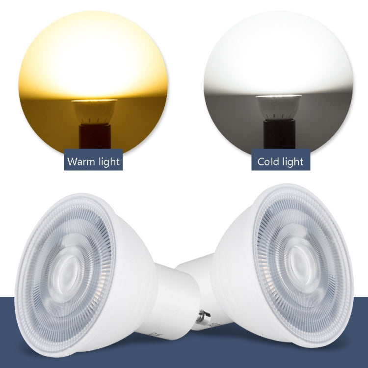 LED light cup bulbs with white reflectors, two-pack front view