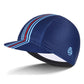 Breathable riding sun hat with navy mesh crown, red stripe accents, curved brim
