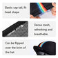 Breathable riding sun hat with rainbow stripe band and curved brim, black mesh fabric