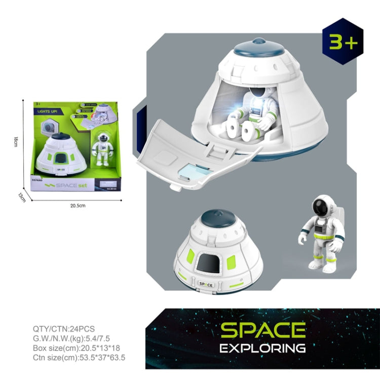 White space shuttle model building set with green wheels and included astronaut figure
