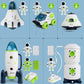 DIY space rocket model kit with astronaut figure, accessories, and launch base