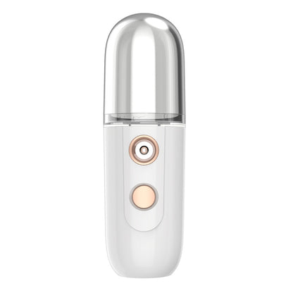 White portable humidifying sprayer with clear top and two round front control buttons