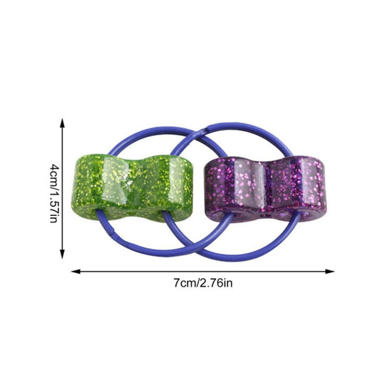 Glitter block decompression chain toy set, approx 7cm wide and 4cm tall, blue loops