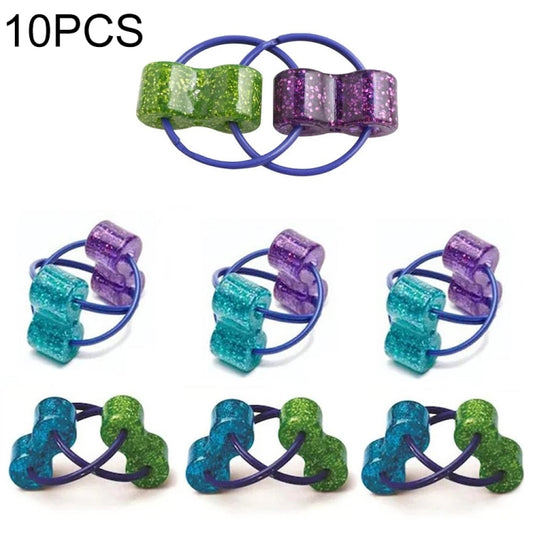 10-piece decompression chain toy set: glitter blocks on blue loop rings