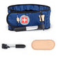 Deep blue lumbar traction belt with pneumatic pump hose and plus badge patch