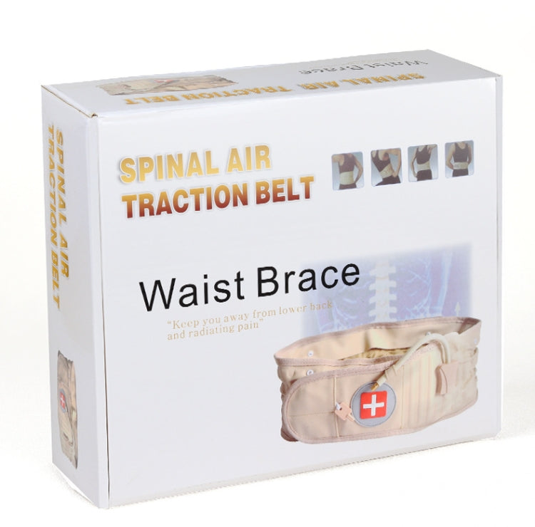 Spinal air traction belt waist brace box packaging with belt and plus icon shown