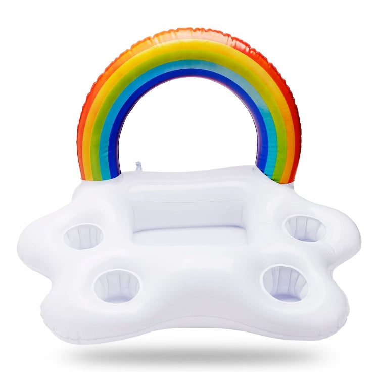 Rainbow inflatable cloud cup holder with rainbow arch and four molded cup holes