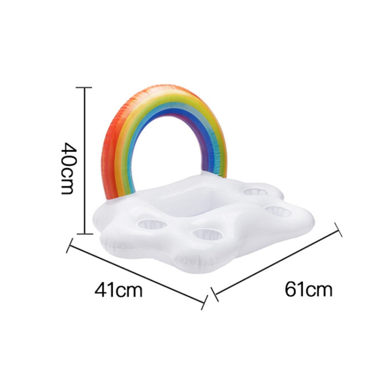 Rainbow inflatable cloud cup holder with rainbow arch, 61cm x 41cm x 40cm