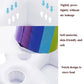 Inflatable cloud cup holder showing sealed air chamber and rainbow side panel