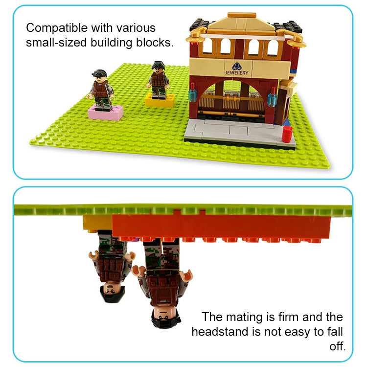 Yellow square building block base plate with studded top surface