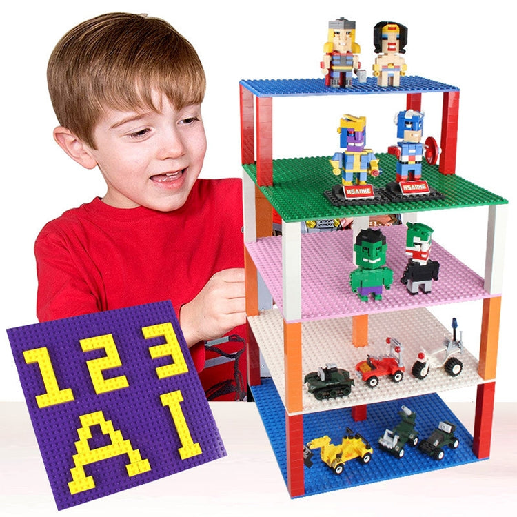 Purple square building block base plate with stud pattern