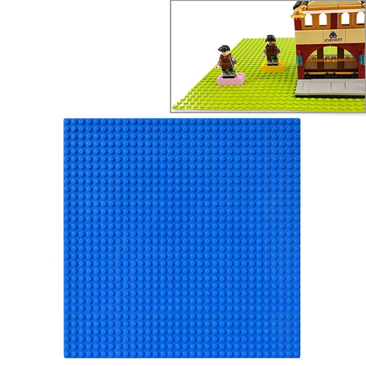 Blue square building block base plate with stud pattern, 25.5 cm