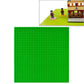 Green square building block base plate with stud pattern, 25.5 cm