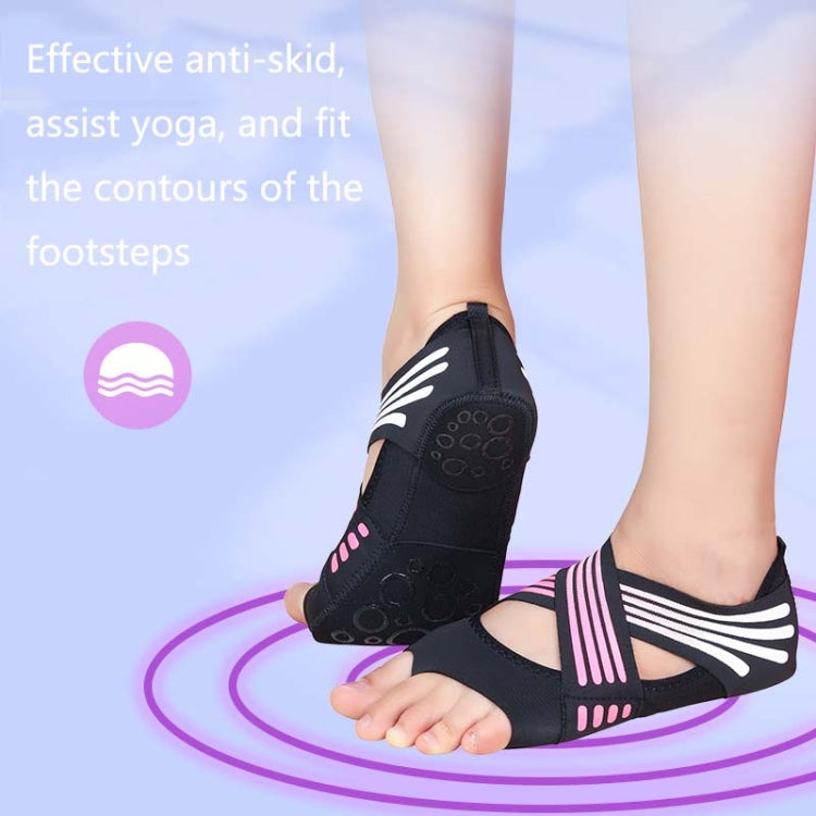 Black five-toe yoga shoe sole texture and breathable knit upper