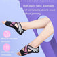 Black five-toe yoga shoes with ribbed elastic straps and split toes
