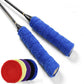 Pair of blue terry racket grip bands with rolled ends