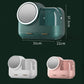 Desktop makeup storage boxes with round mirrors and LED lights in green, pink, and white